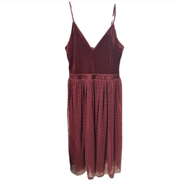 Express Tulle & Velvet Bodice Dress Merlot/Deep Red  Holiday NEW S - Picture 4 of 7